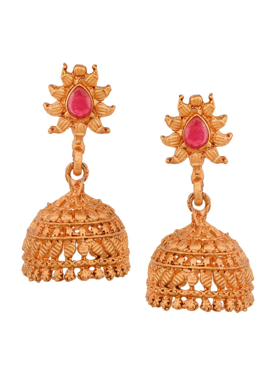 Saraf RS Jewellery Gold-Polished South Indian Imitation Bridal Temple Jewellery Set - Swadesiicart
