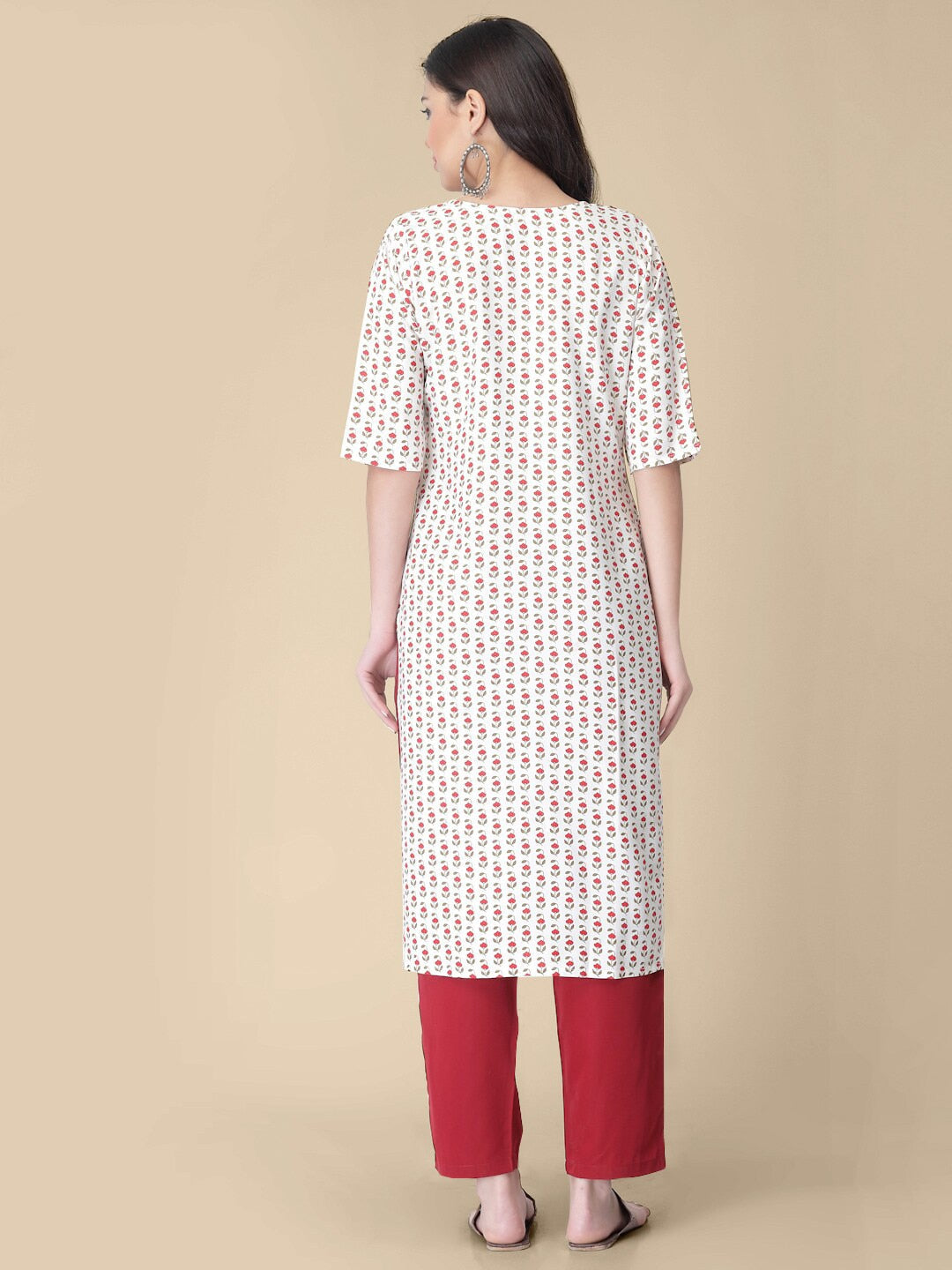 Kalini Floral Printed Round Neck Kurta with Trousers - Swadesiicart
