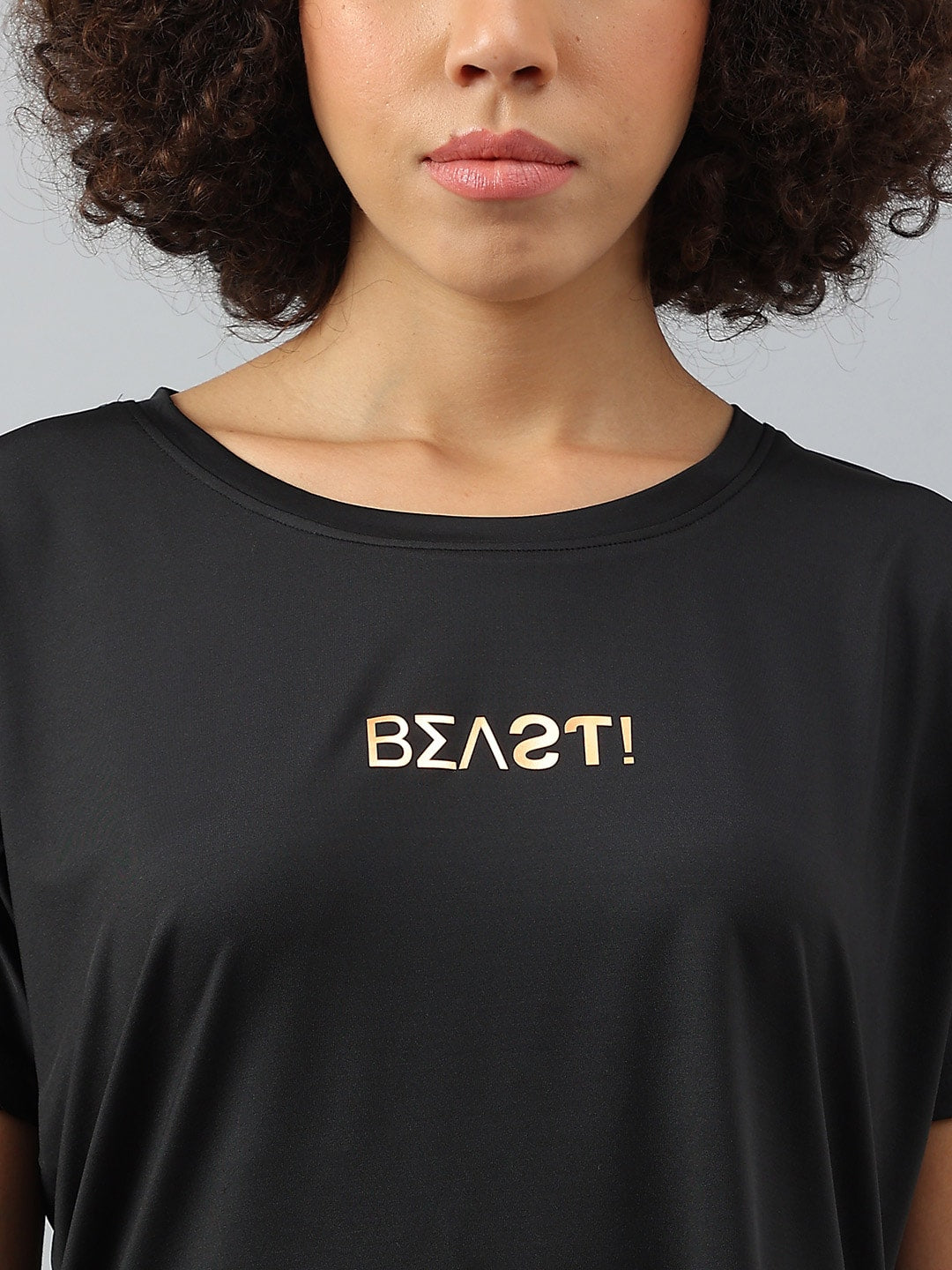 MKH Women Typography Drop-Shoulder Sleeves Dri-FIT Sports T-shirt - Swadesiicart
