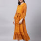 Souchii Yellow Floral Layered Chiffon Maxi Dress - Swadesiicart