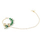 Gold-Polished White Green Kundan Studded Beaded Chain Nose Pin - Ruby Raang | Swadesiicart