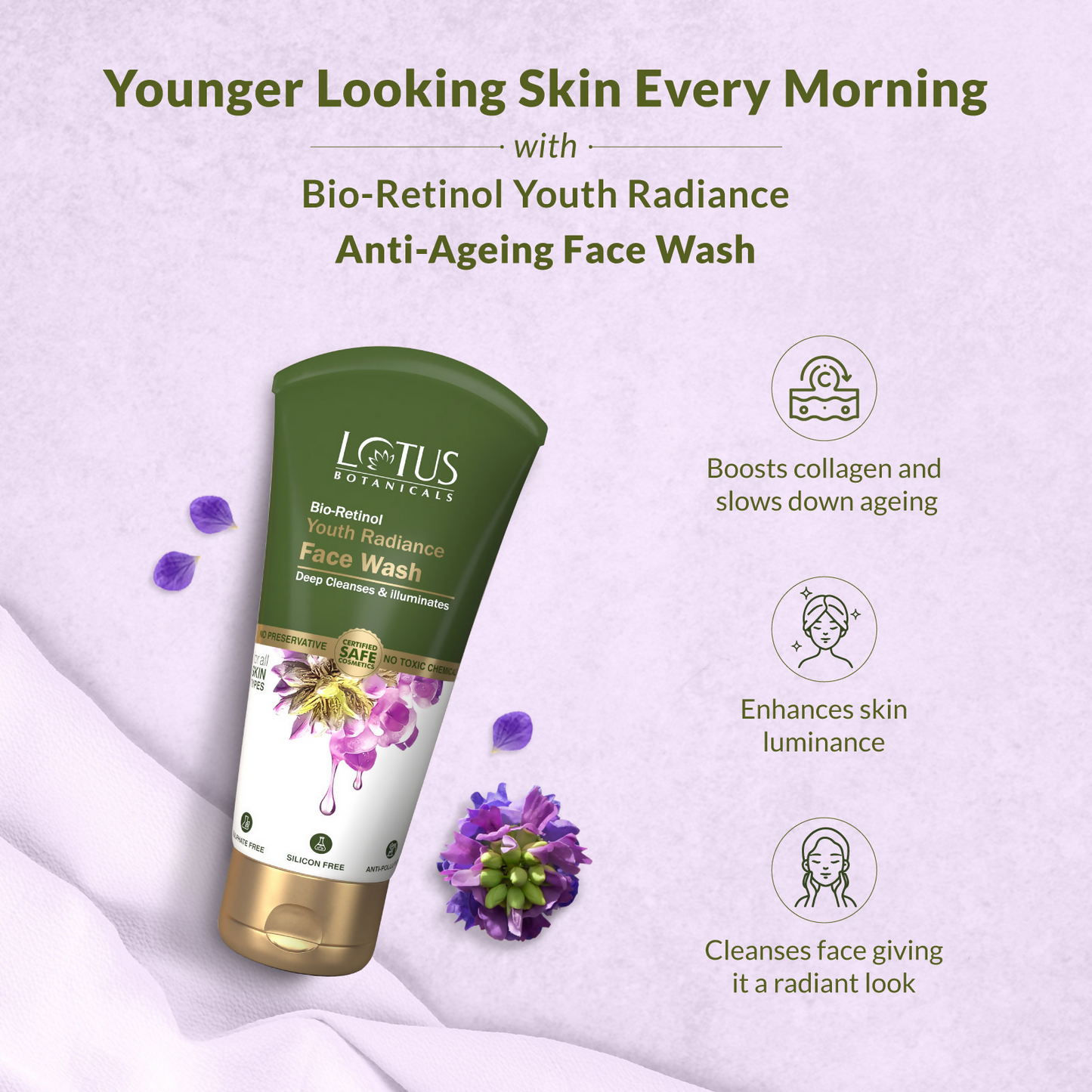 Lotus Botanicals Bio-retinol Youth Radiance Face Wash | Swadesiicart