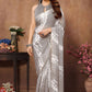 Partywear Designer Grey Georgette Fancy Saree - Satrangi | Swadesiicart