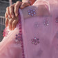 Tikhi Imli Floral Mirror Work Organza Saree | Swadesiicart