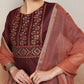 Vishudh Embroidered Rund Neck Straight Kurta & Palazzos With Dupatta - Swadesiicart