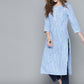 HERE&NOW Women Blue & White Paisley Printed Cotton Kurta - Swadesiicart