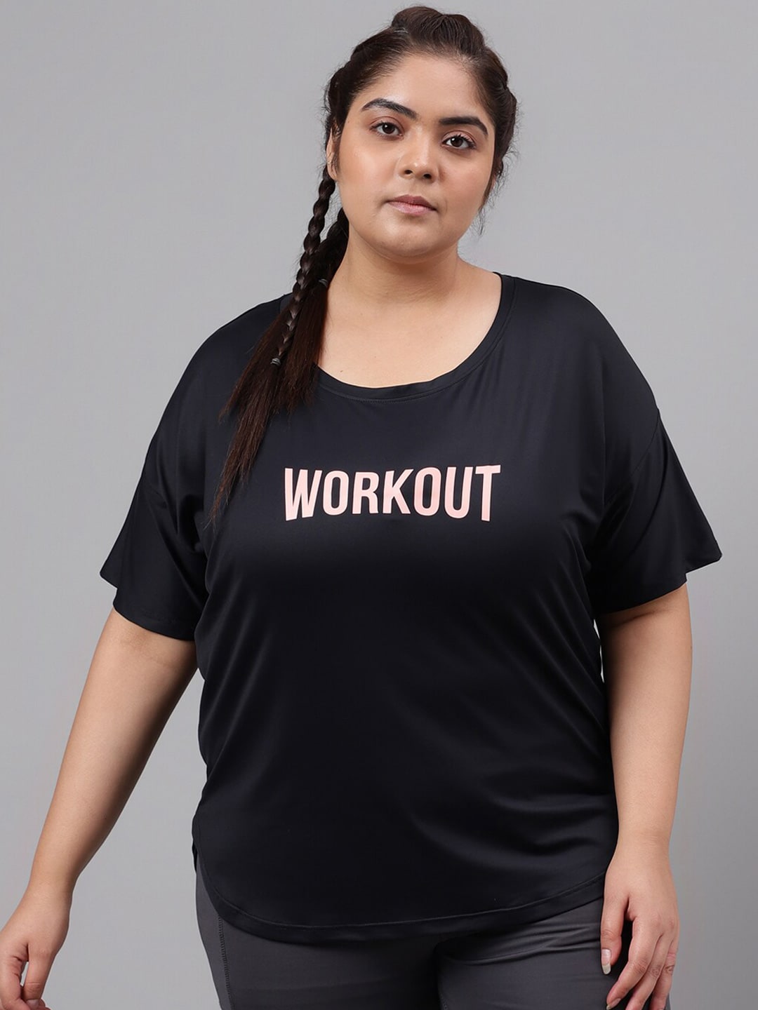 MKH Plus Size Typography Printed Dri-FIT T-shirt - Swadesiicart