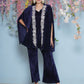 Joban Fashion Navy Blue Velvet Cape Set - Swadesiicart