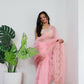 Vamsee Meera Peach Organza Saree - Swadesiicart