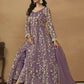 Pant Style Purple Embroidered Net Wedding Anarkali Suit - Emponline | Swadesiicart