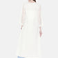 ADA Women White Embroidered Layered A-Line Chikankari Sustainable Kota Handloom Kurta | Swadesiicart
