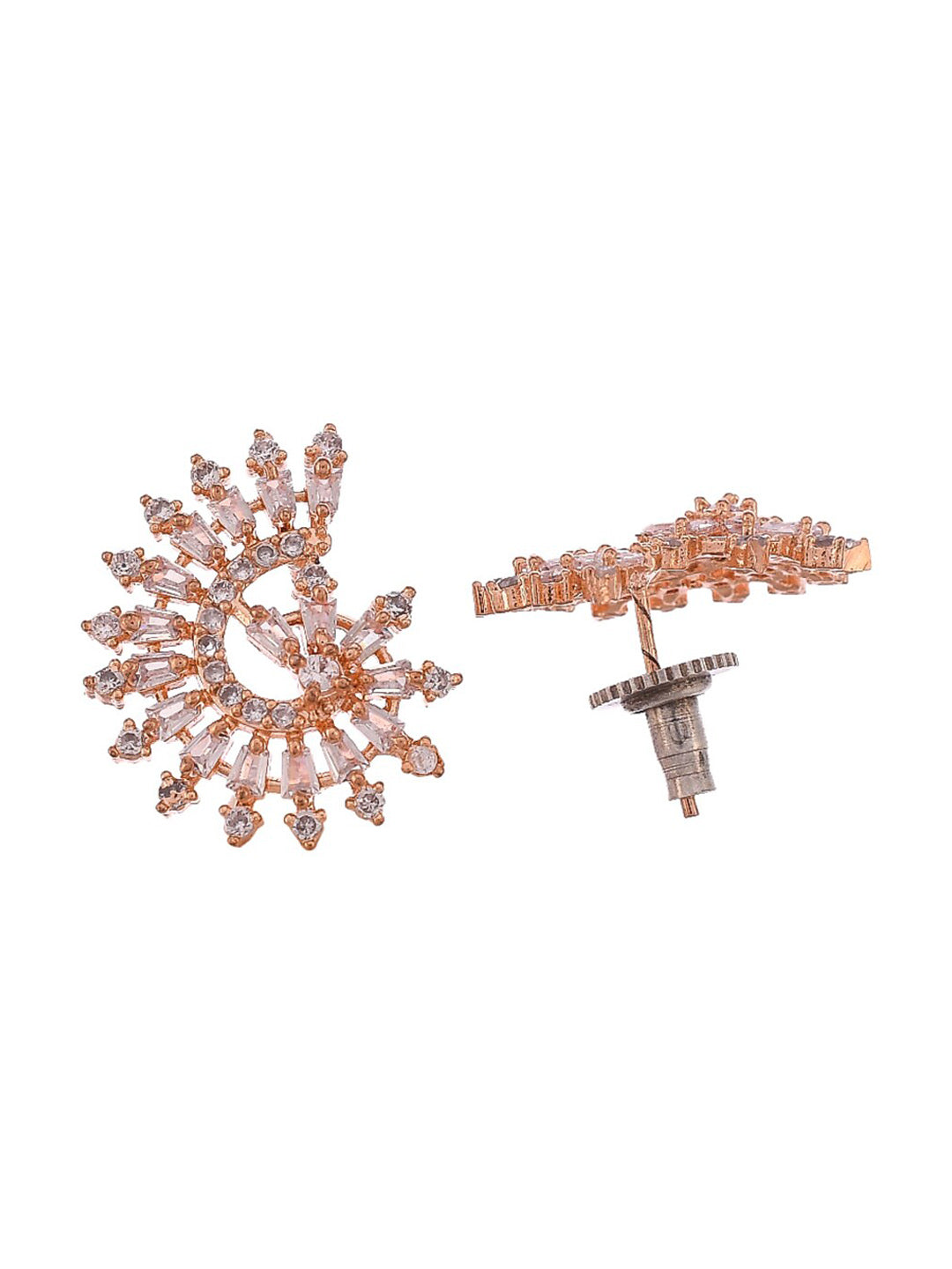 Shoshaa Rose Gold Contemporary Studs Earrings - Swadesiicart