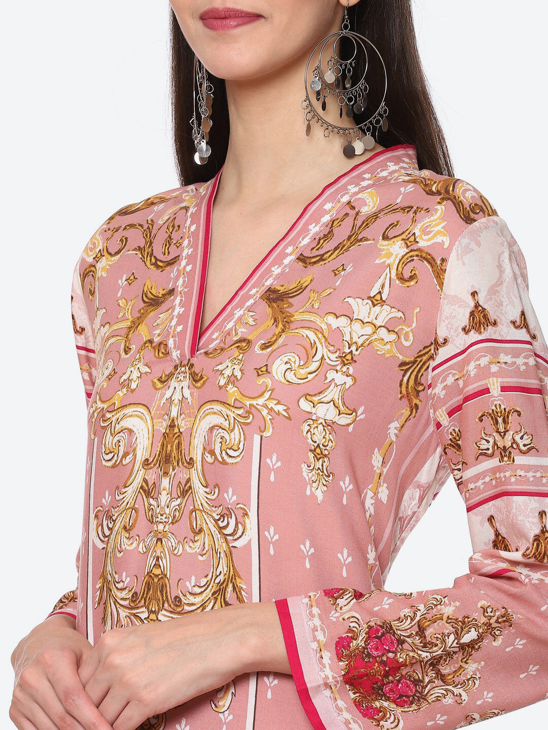 Biba Women Pink Floral Printed Kurta - Swadesiicart
