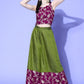 InWeave Women's Wine Brocade Strappy Top W Olive Wine Brocade Palazzo Set - Swadesiicart