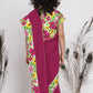 Little Bansi Girls Floral Print Ready to Wear Saree and Floral Blouse - Magenta | Swadesiicart