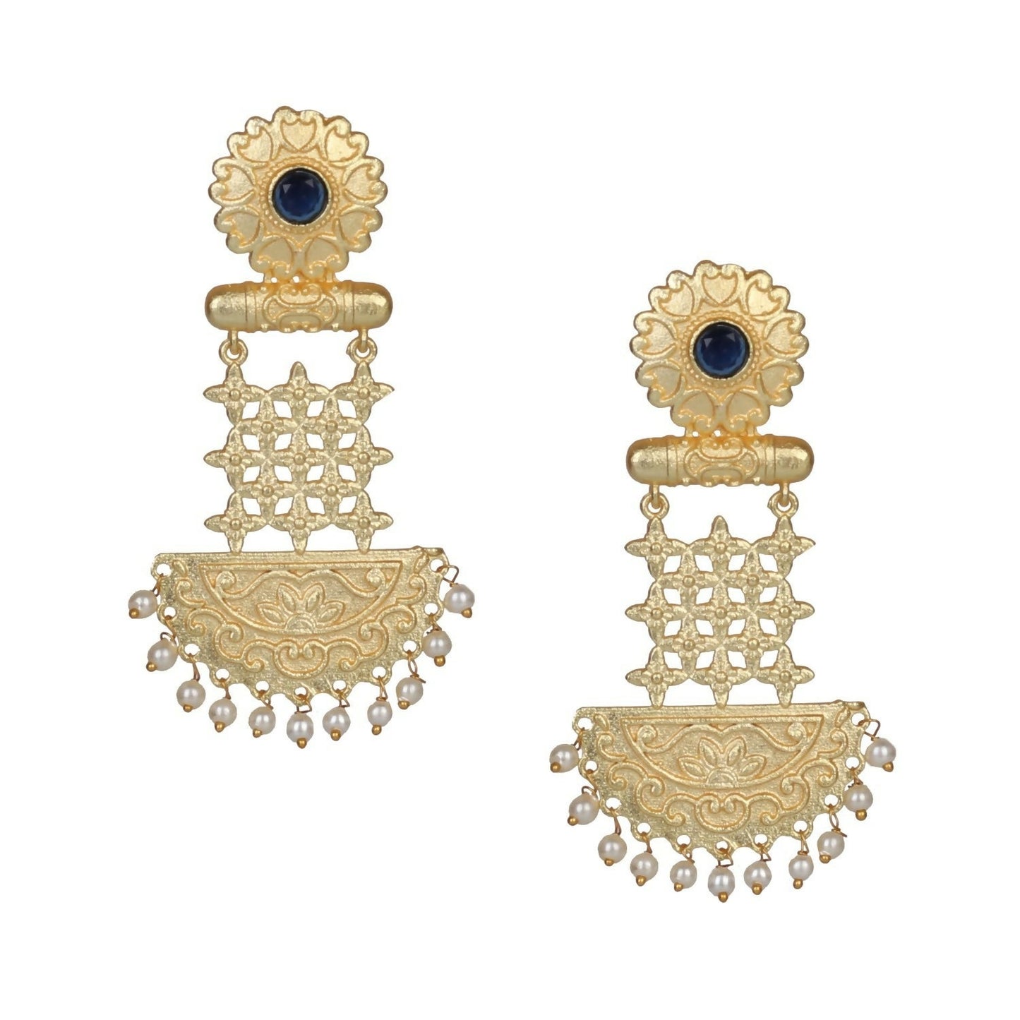 Joban Fashion Women Matte Gold Brass Earrings | Swadesiicart