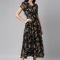 Souchii Women Black Floral Chiffon Maxi Dress - Swadesiicart