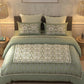 BELLA CASA Teal & Off White Printed 350 TC King Pure Cotton 2 Pillow Covers Bedsheet