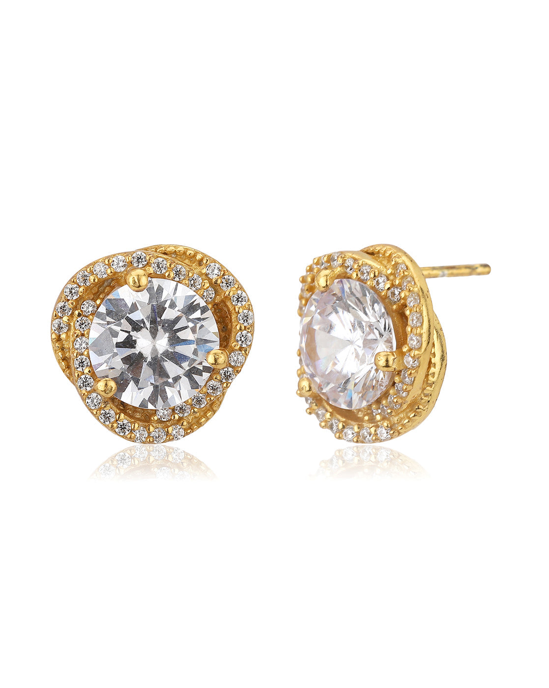Gold-Polished With Cz Heart Drop Earring For Women - Wahe Jewels - Swadesiicart