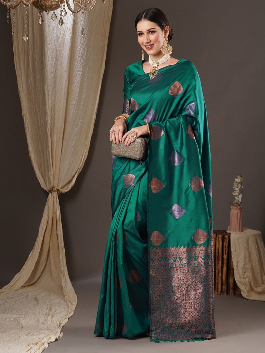 Anouk Ethnic Motifs Zari Banarasi Saree | Swadesiicart