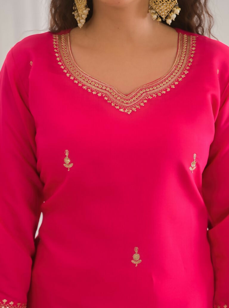 Ethnic Festive Wear Viscose Chanderi Pink Stitched Suit With Dupatta - Tanisha | Swadesiicart