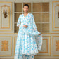 Pomcha Jaipur Blue Saadgi Blue Phool Anarkali Set | Swadesiicart