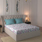 MYTRIDENT Violet White Floral Cotton 144 TC Queen Bedsheet With 2 Pillow Covers - Swadesiicart