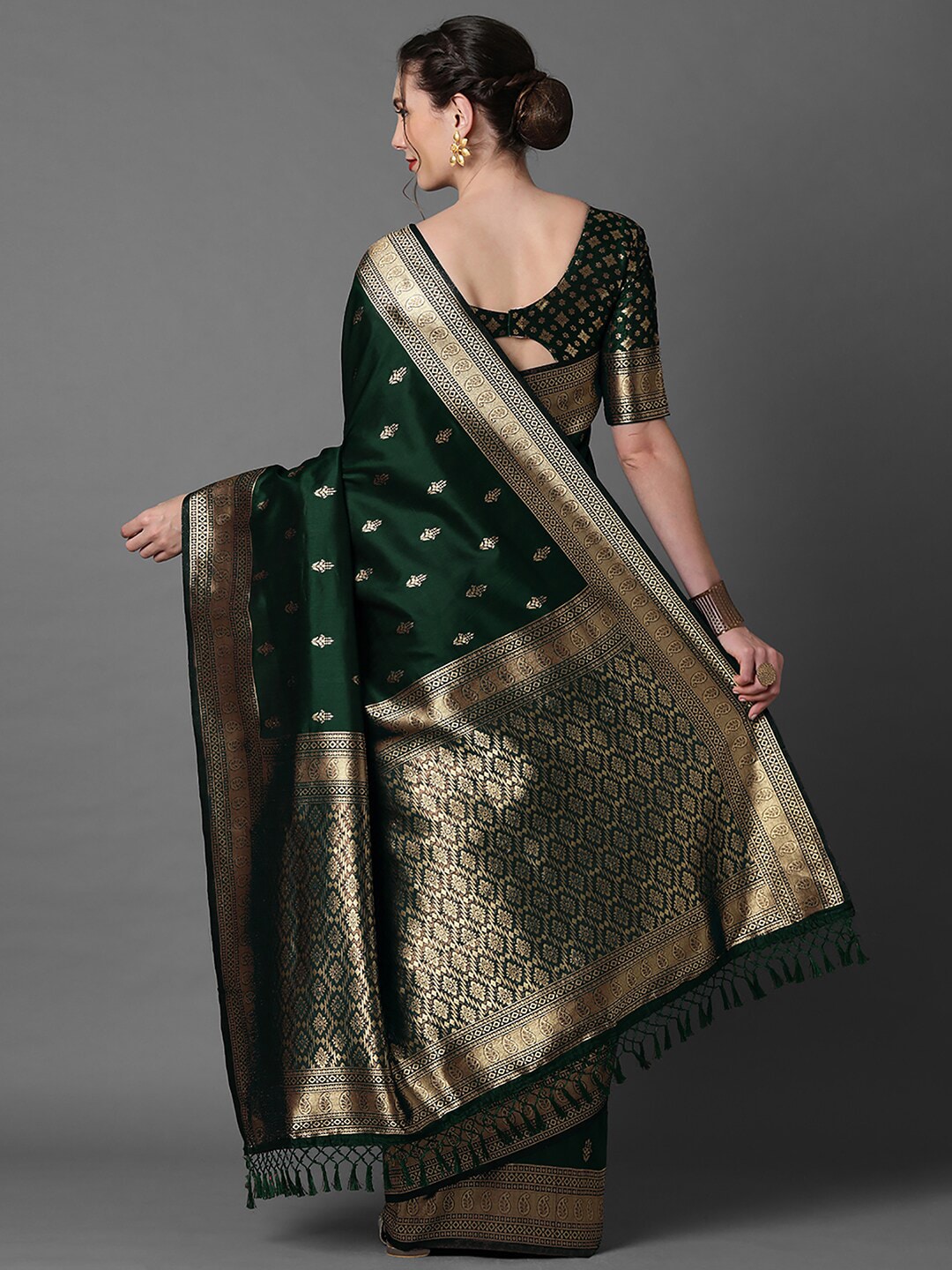 Mitera Ethnic Motifs Woven Design Zari Silk Blend Banarasi Saree | Swadesiicart