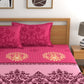 Dreamscape Pink & Beige Ethnic Motifs 144 TC Bedsheet with Pillow Covers - Swadesiicart
