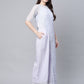 Ahalyaa Womens Blue Crepe & Net Silver Glitter Print Jumpsuit - Swadesiicart