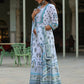 Juniper Women's Skyblue Cambric Floral Placement Kurta Dupatta Sets | Swadesiicart