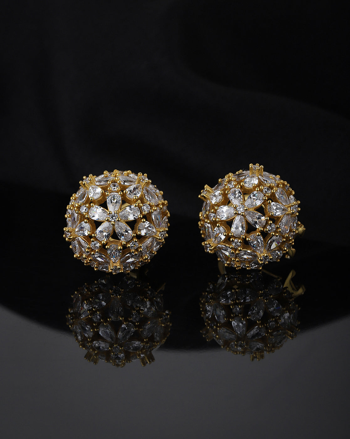 Gold-Polished Cz Stylish Ear Climber With Tassel Earring - Wahe Jewels - Swadesiicart