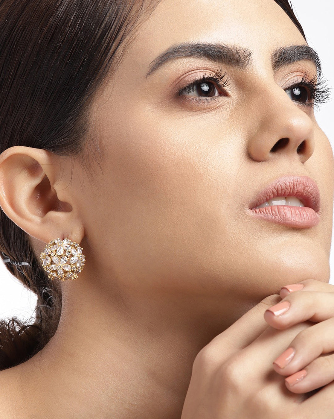 Gold-Polished Cz Stylish Ear Climber With Tassel Earring - Wahe Jewels - Swadesiicart