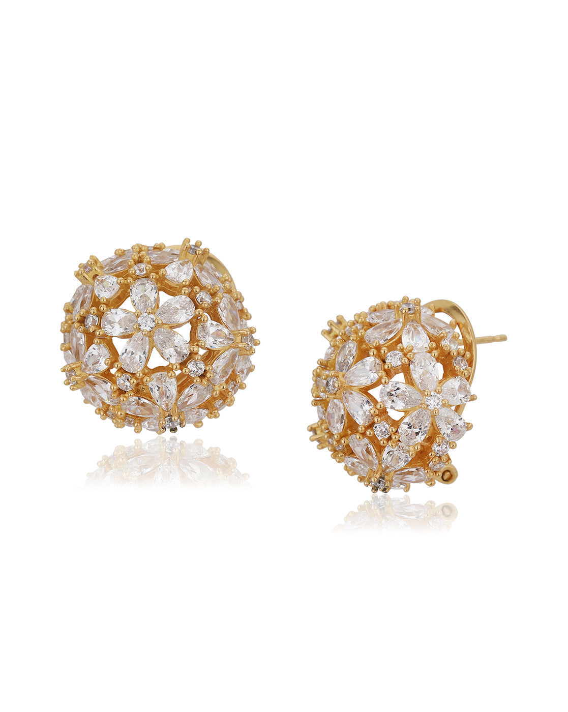 Gold-Polished Cz Stylish Ear Climber With Tassel Earring - Wahe Jewels - Swadesiicart