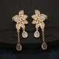 Gold-Polished Drop Earring With Dangling Square Cz Stone For Women - Wahe Jewels - Swadesiicart