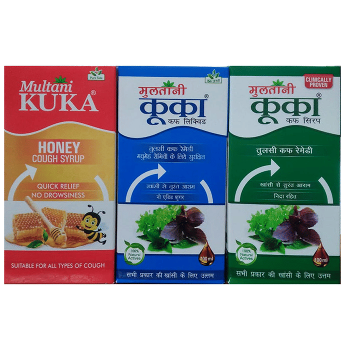Multani Combo Pack of Kuka Cough Syrup, Kuka Honey & Kuka Cough Liquid Sugar Free | Swadesiicart