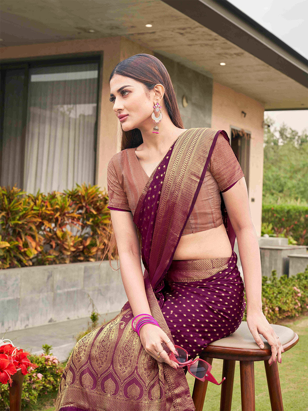 Tikhi Imli Embellished Zari Art Silk Saree | Swadesiicart