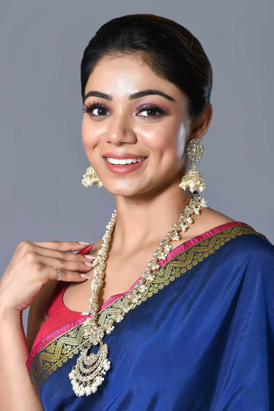 Joban Fashion Women Golden White Necklace Set - Swadesiicart
