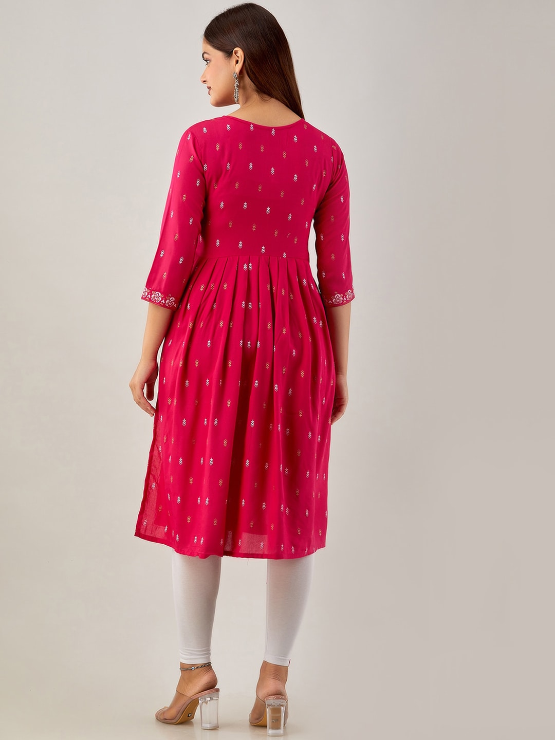 Kalini Ethnic Motifs Printed Mirror Work Kurta - Swadesiicart