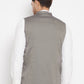 Even Apparels Grey Polyester Men's Nehru Jacket-Contrast Lining-Inbuilt Pocket Square | Swadesiicart