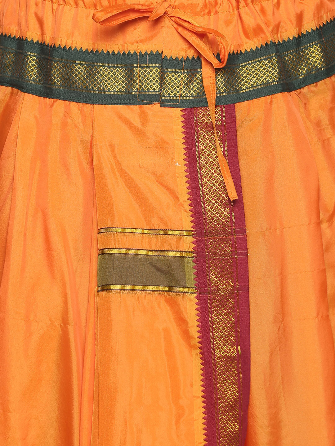 Sethukrishna Men Orange & Green Solid Readymade Dhoti Pant | Swadesiicart