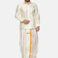 Sethukrishna Men Cream-Coloured & Gold-Coloured Solid Art Silk Dhoti Pants | Swadesiicart