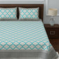 LIVING ROOTS White & Blue Printed 210 TC 1 King Jaipuri Bedsheet With 2 Pillow Covers - Swadesiicart