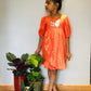 ArthLife Orange Butterfly Embroidered Dress