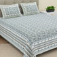 BELLA CASA Ethnic Grey & White Ethnic Pure Cotton 180 TC King Bedsheet & 2 Pillow Covers