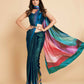 Sangria Navy Blue & Violet Satin Ready to Wear Saree | Swadesiicart