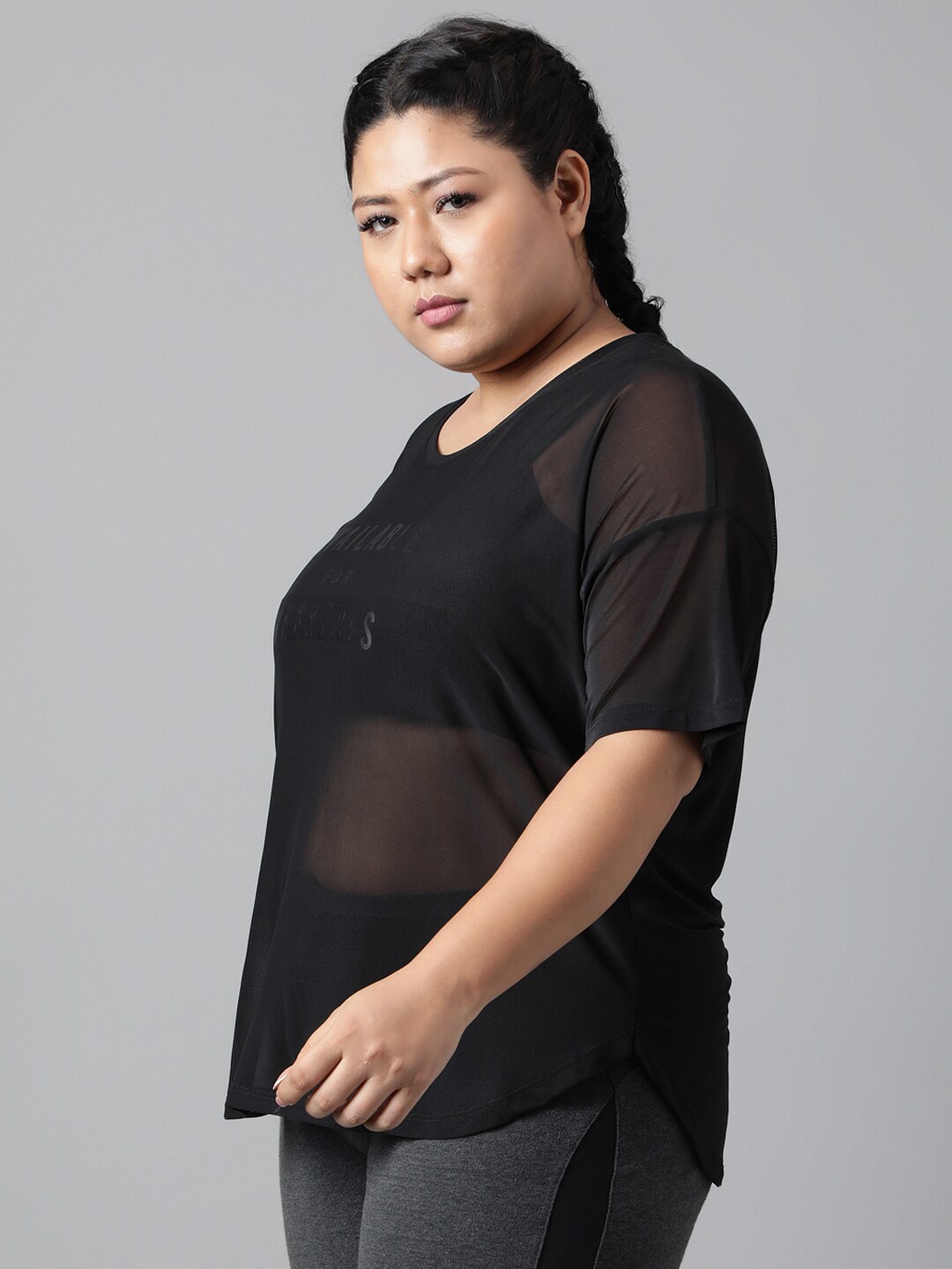 MKH Plus Size Typography Printed Dri-FIT Sports T-shirt - Swadesiicart