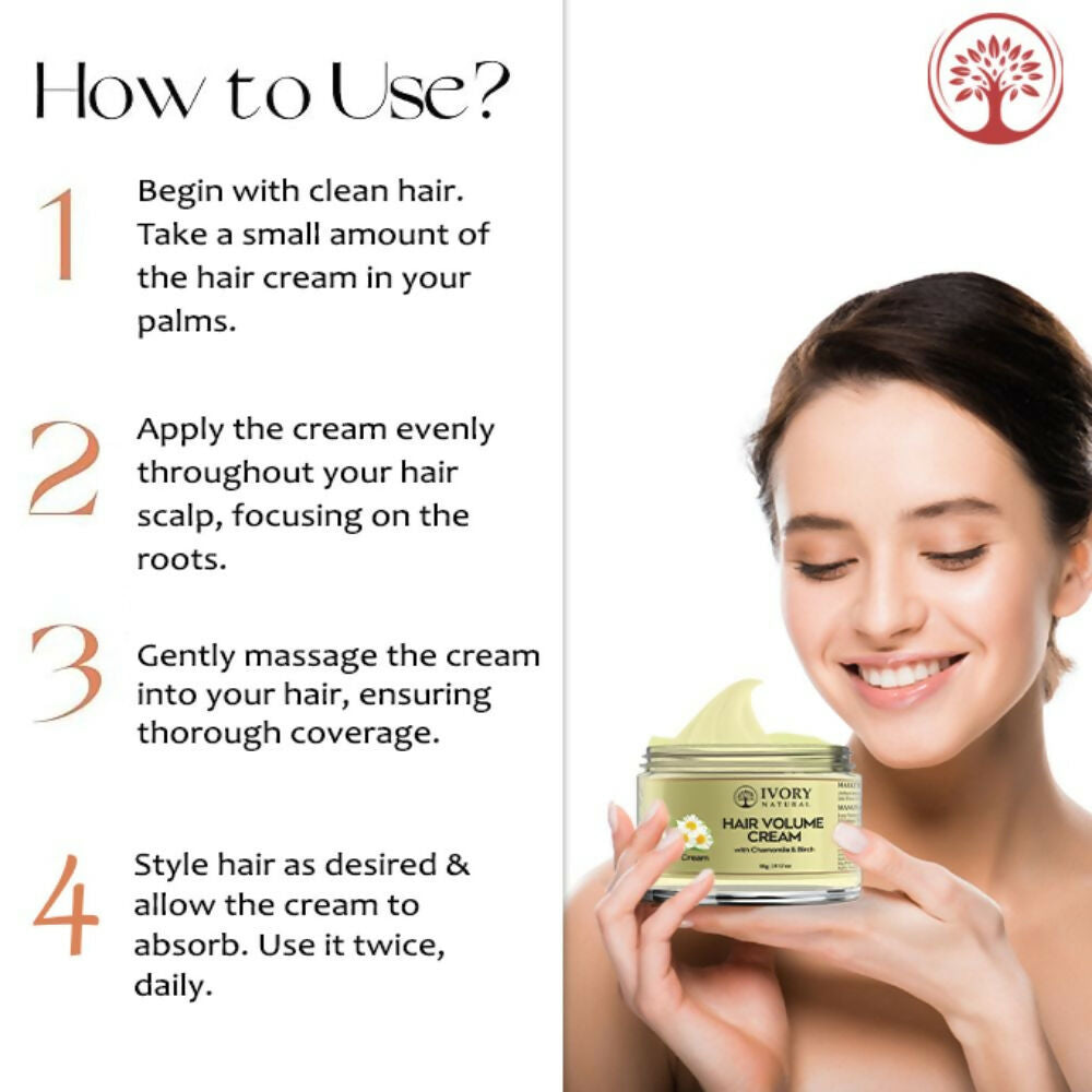 Ivory Natural Hair Volume Cream For Thicker, Fuller Looking Hair | Swadesiicart