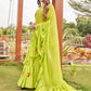 Tikhi Imli Printed Ruffle Saree With Mirror Embroidered Work Blouse | Swadesiicart