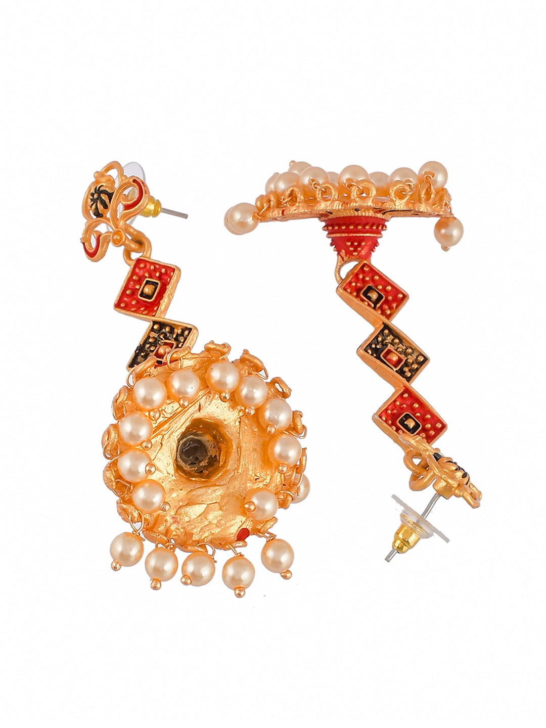 Shoshaa Gold-Toned Contemporary Jhumka Earrings | Swadesiicart